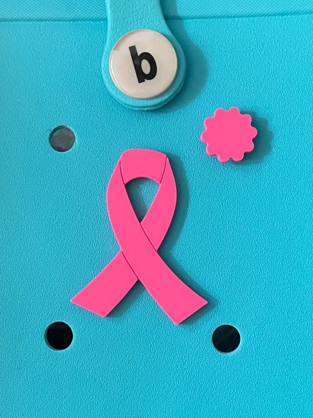 Pink Cancer Ribbon Bogg Charm-Breast Cancer Ribbon Bogg Charm-New